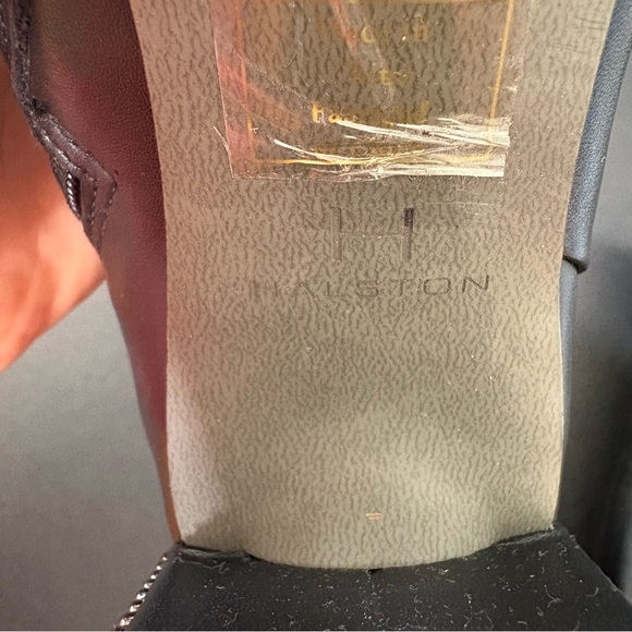 Halston‎ Moyen Elegant Black Leather Ankle Boots Studded Heel Formal Career 6 - Picture 8 of 9